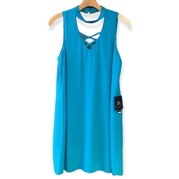Investment Sz M NWT Green Sleeveless Flowy Relaxed Fit Halter Mini Summer Dress - Picture 1 of 11